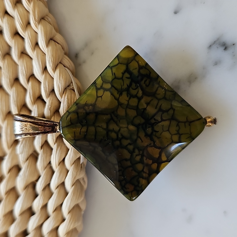 💚HP💚Dragon Veins Agate Vintage Pendant - Picture 2 of 6
